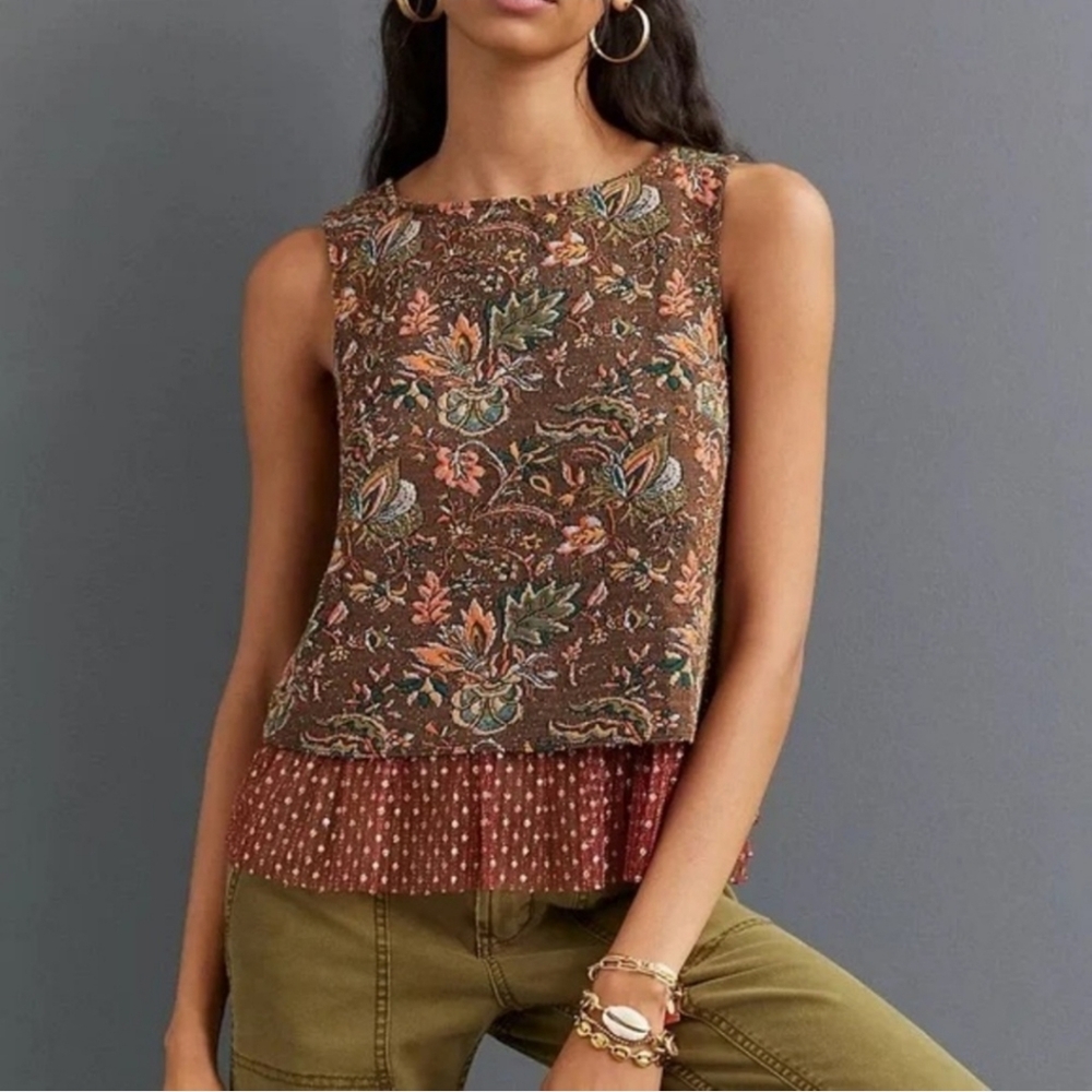 Anthropologie Eva Franco Jacquard Sleeveless Tulle Top Small